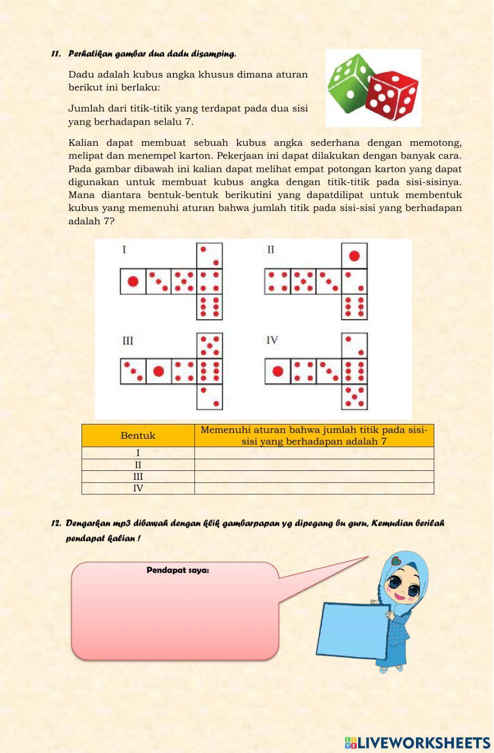 Lkpd Bangun Ruang Sisi Datar kelas 8