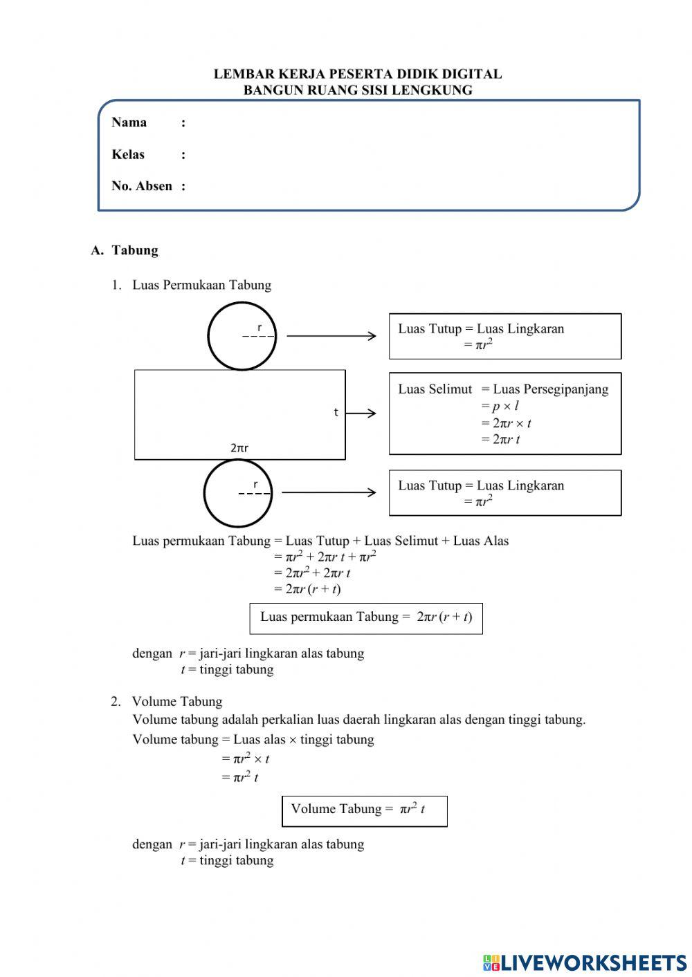 LKPD Digital Bangun Ruang Sisi Lengkung