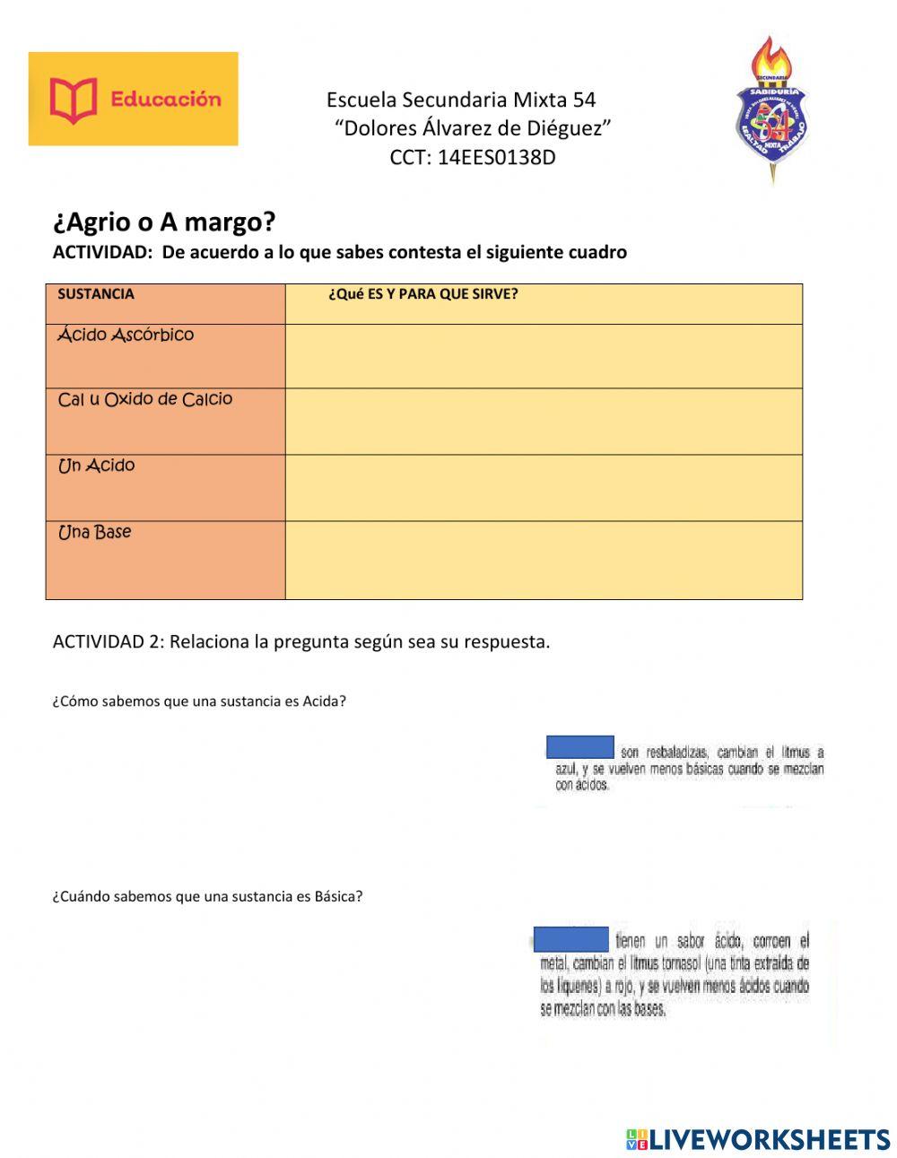 Acidos y bases saberes previos