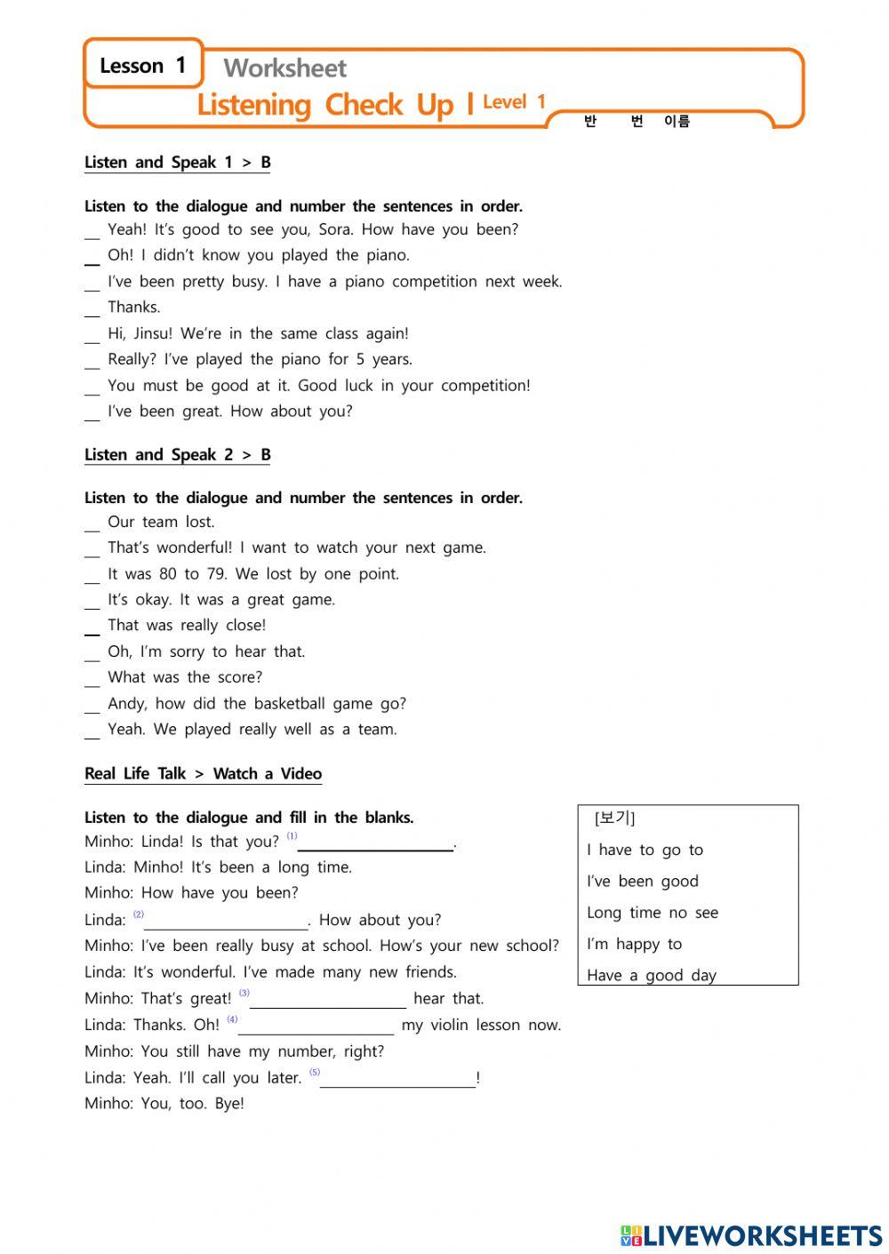 Lesson 1. listen and speak