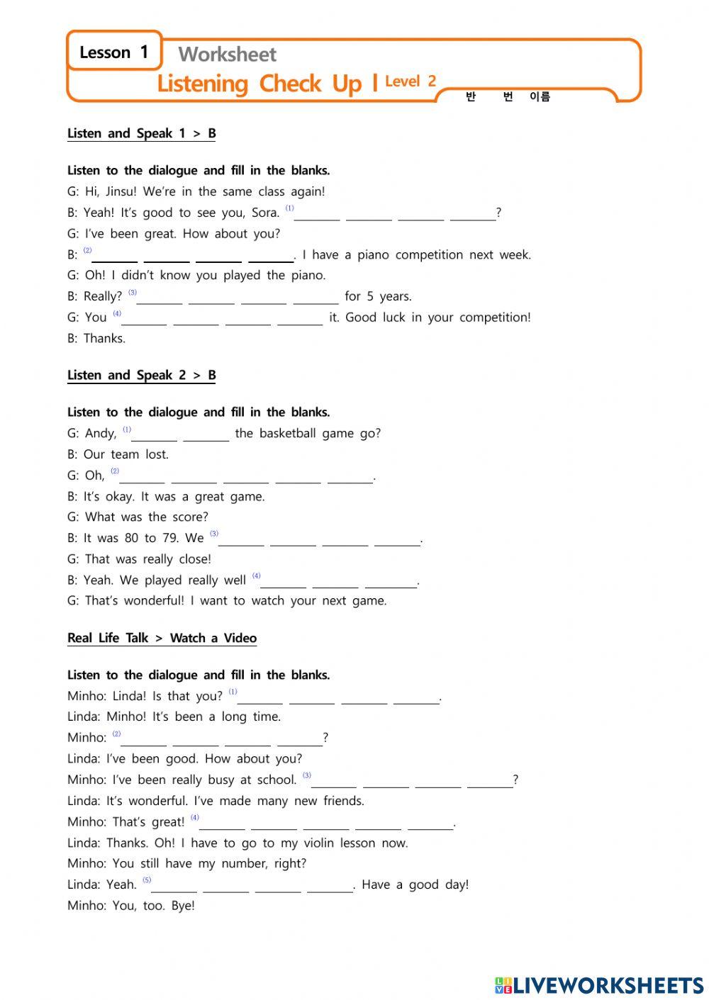 Lesson 1. listen and speak