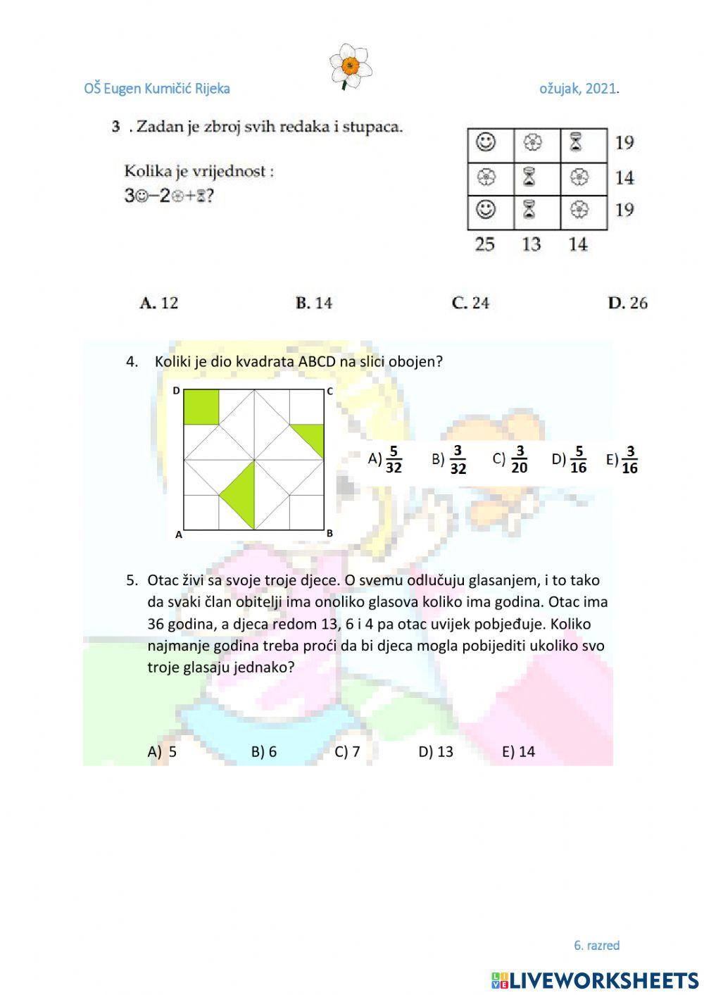 Natjecanje Matematička liga 4 kolo