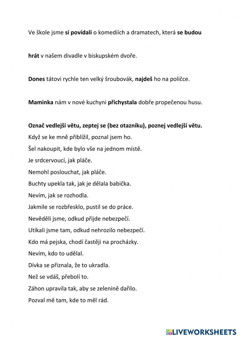 Větné členy a vedlejší věty 1