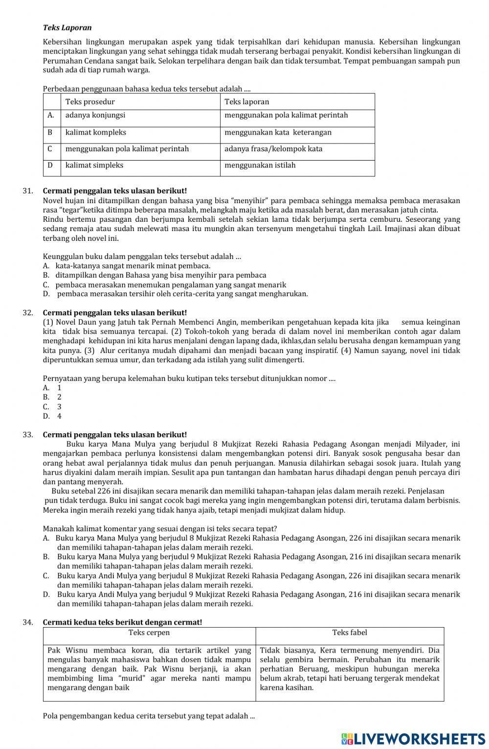 Ujian Sekolah Bahasa Indonesia