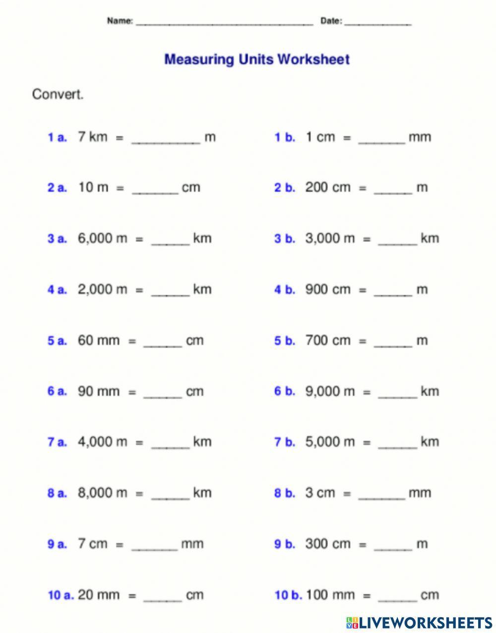 Conversion of metric units