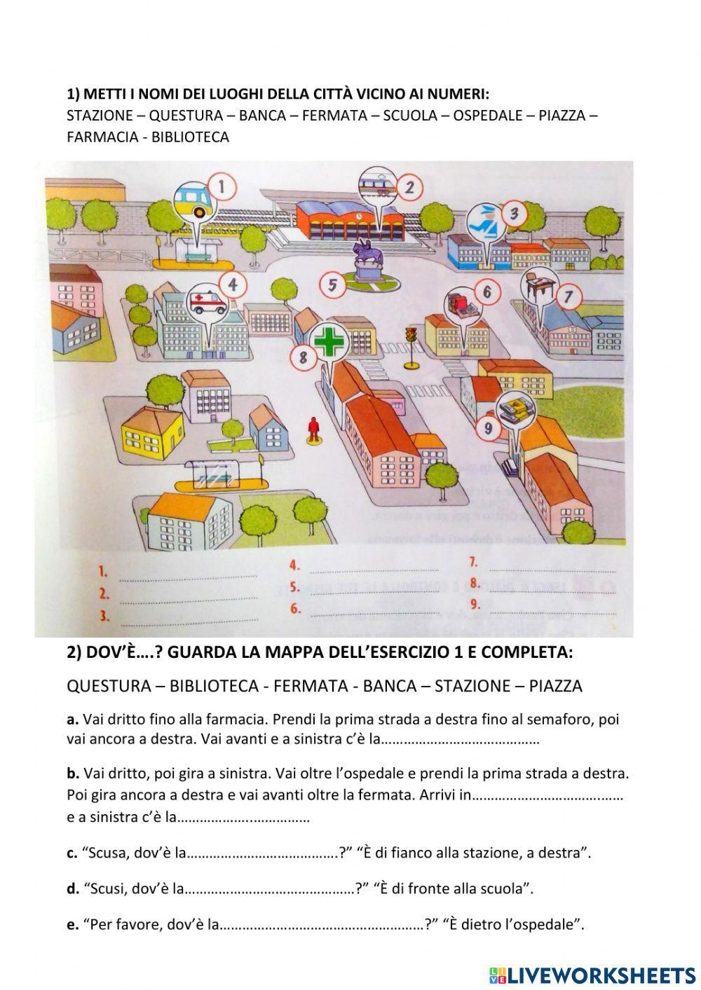 In città: indicazioni stradali e luoghi pubblici