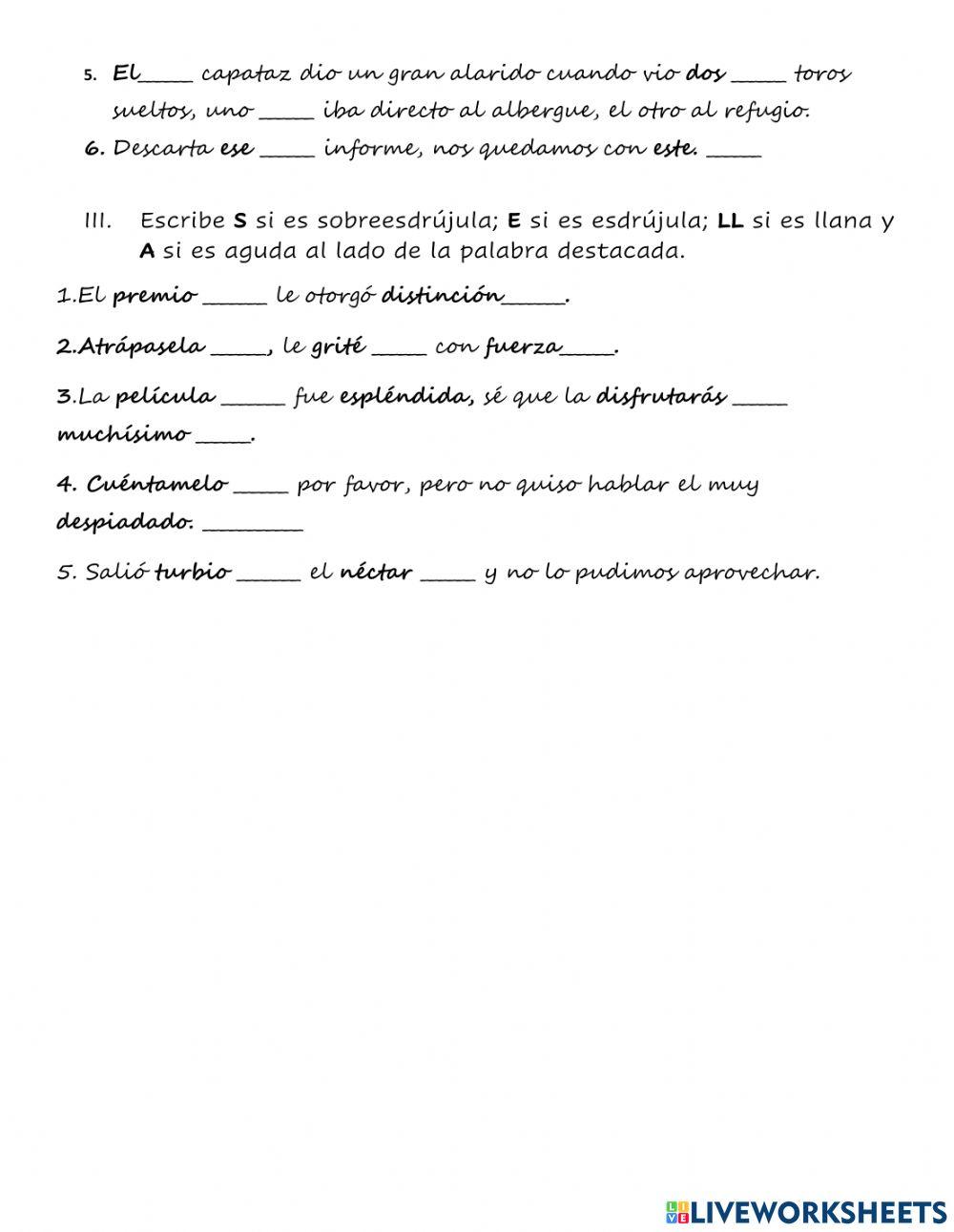 Repaso acentos  y diacríticos, determinantes