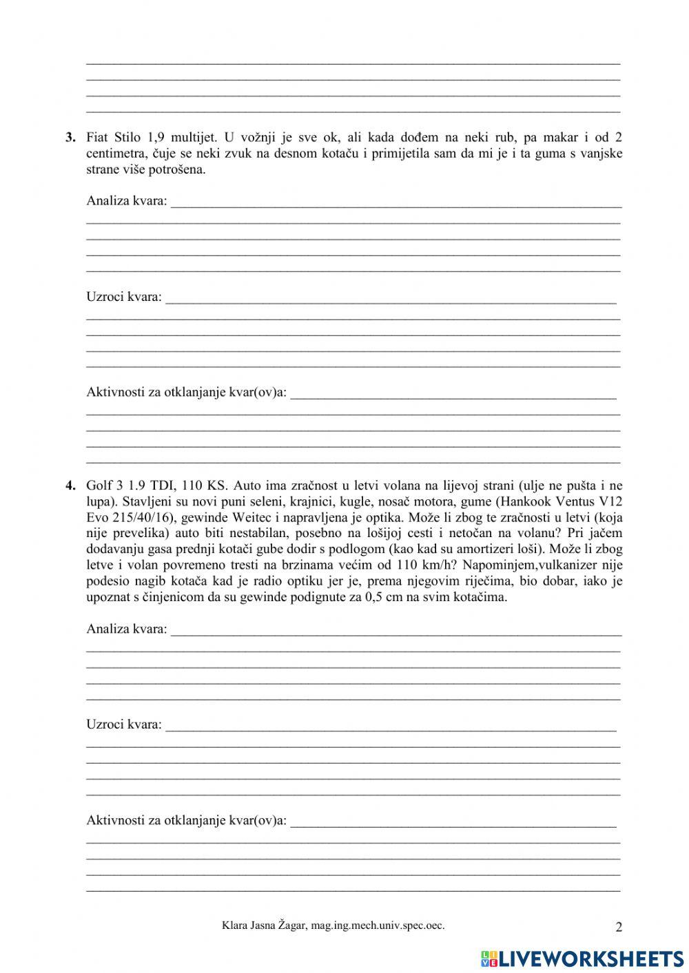 Vježba - Dijagnostika kotača