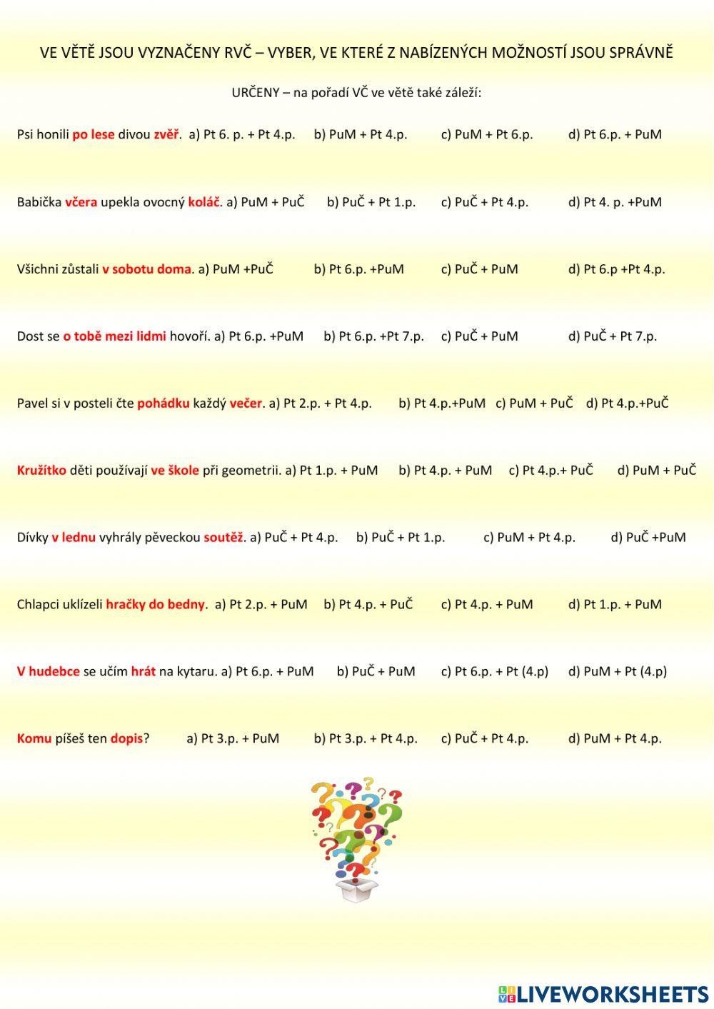 RVČ - Pt, PuM, PuČ