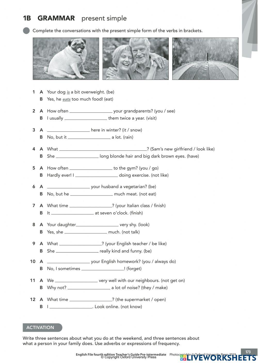 Present simple- 1B (english file 4ed pre-intermediate)