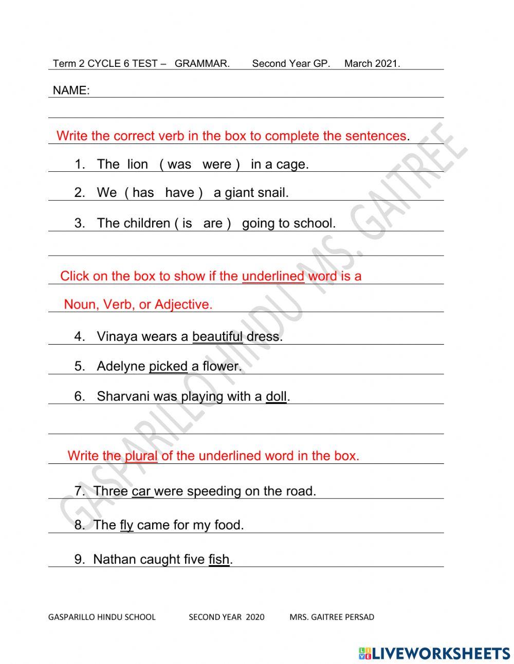 Grammar Test 3