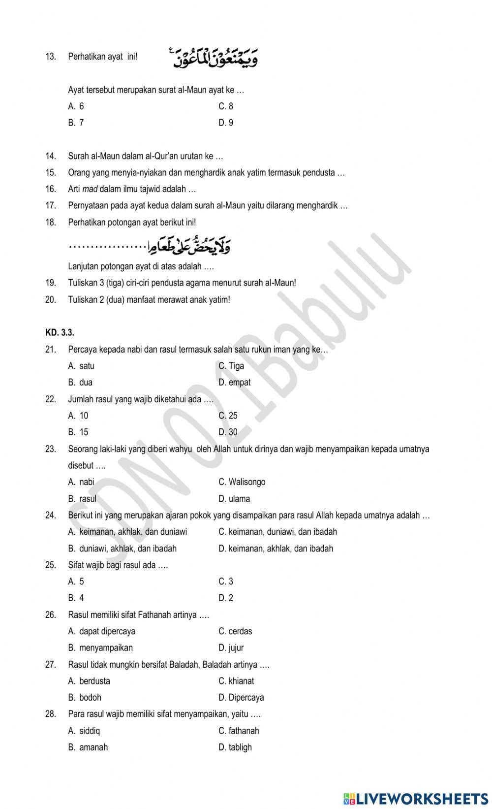 Uts pai kls 5 semester 2