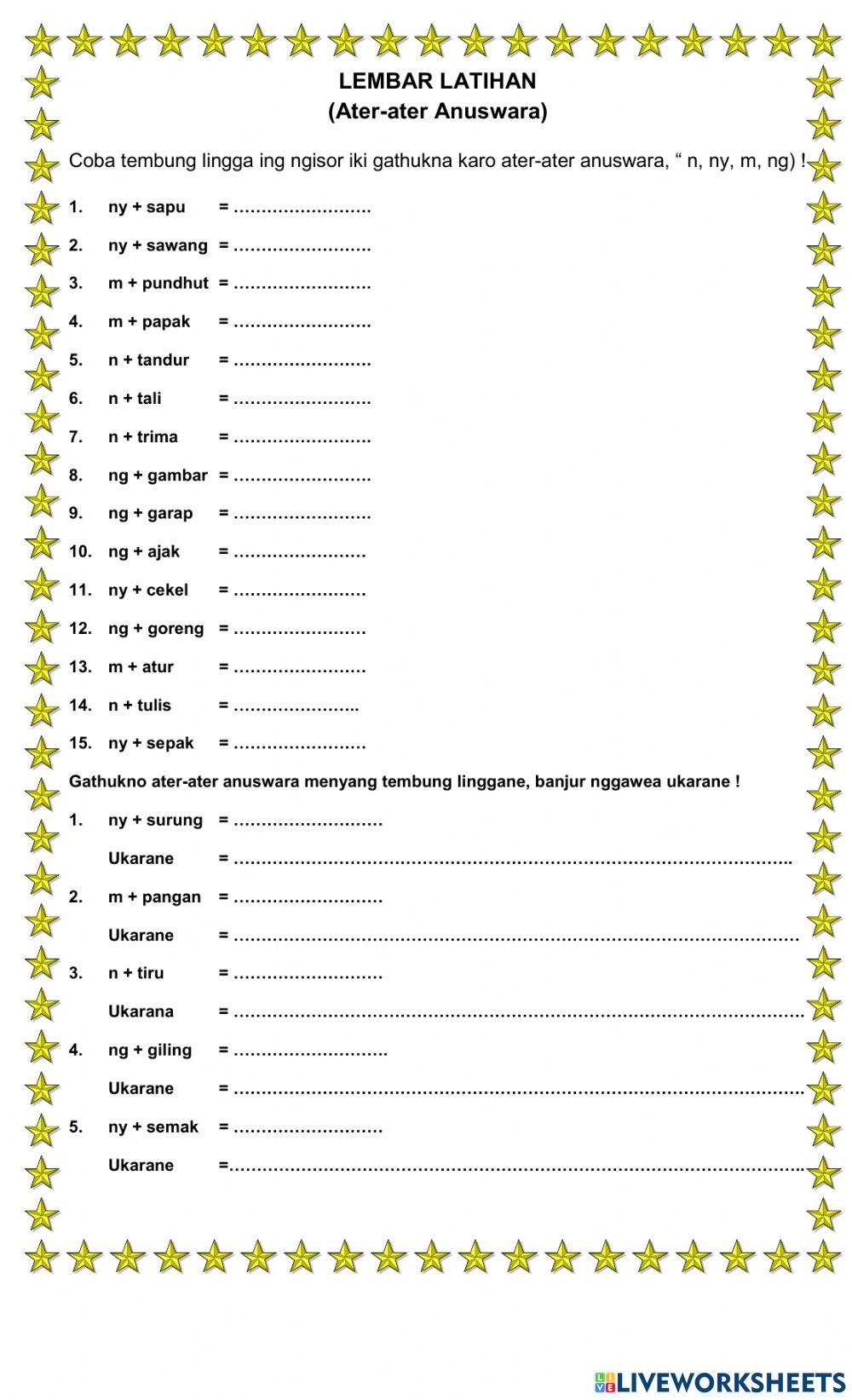 Lembar latihan ater-ater anuswara