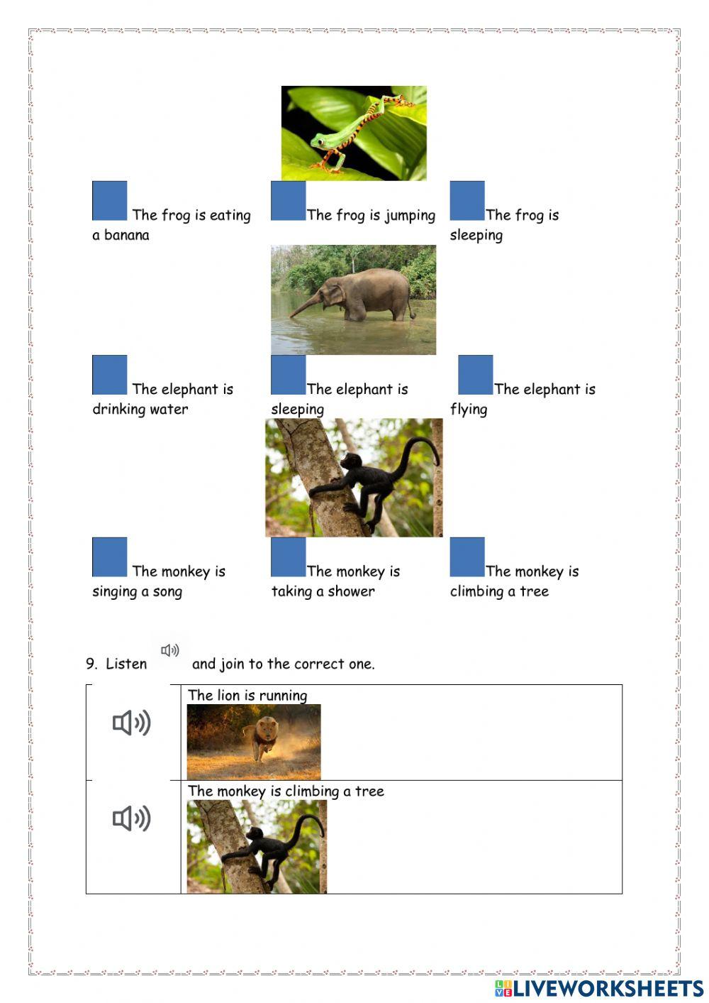 second graders: exam can.cant- present continuous