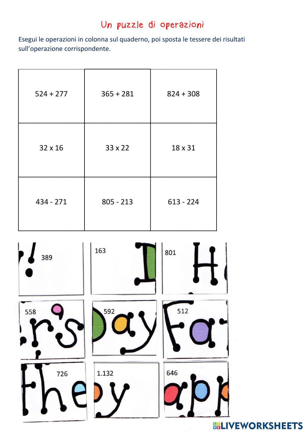 Un puzzle di operazioni
