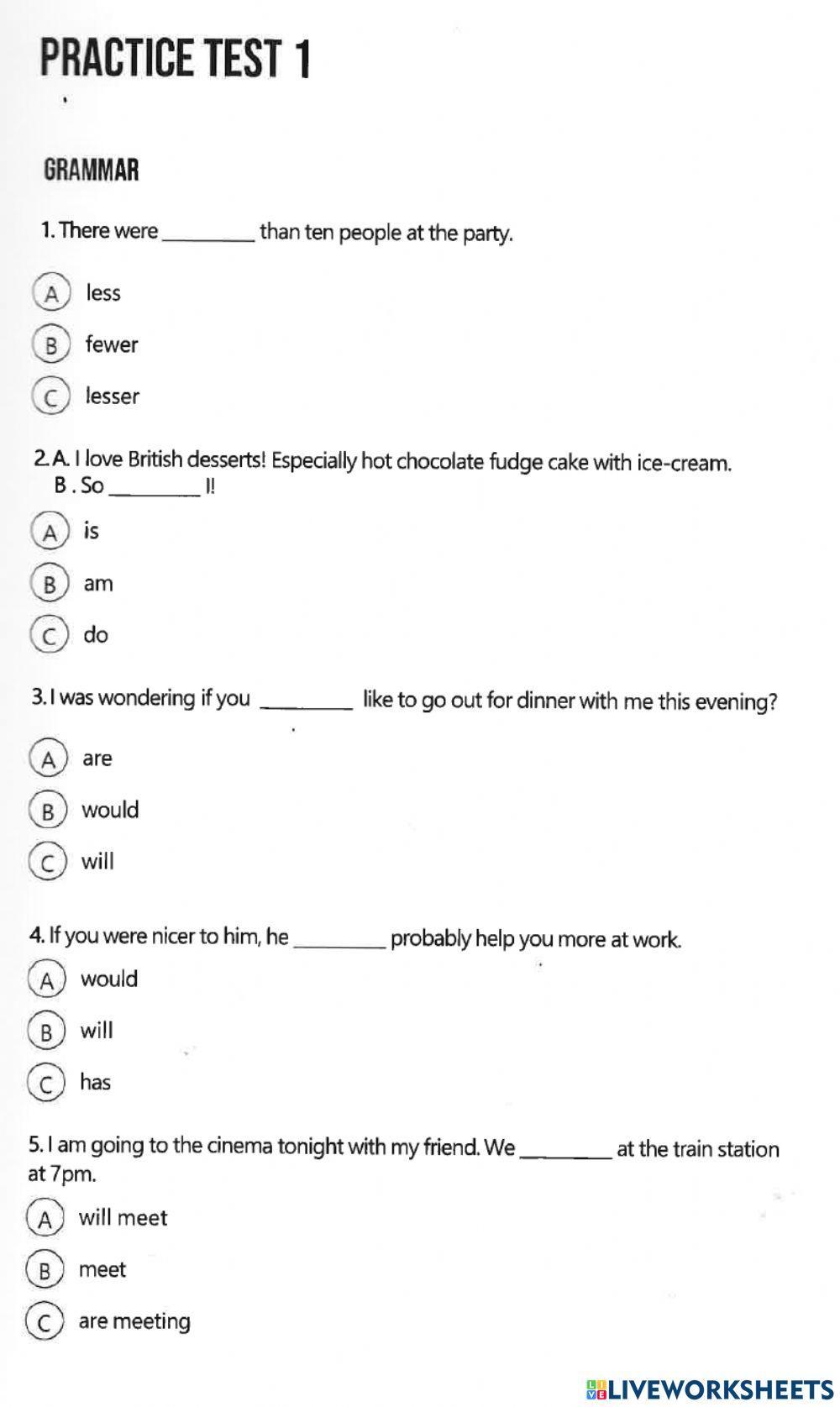 Aptis grammar and vocabulary
