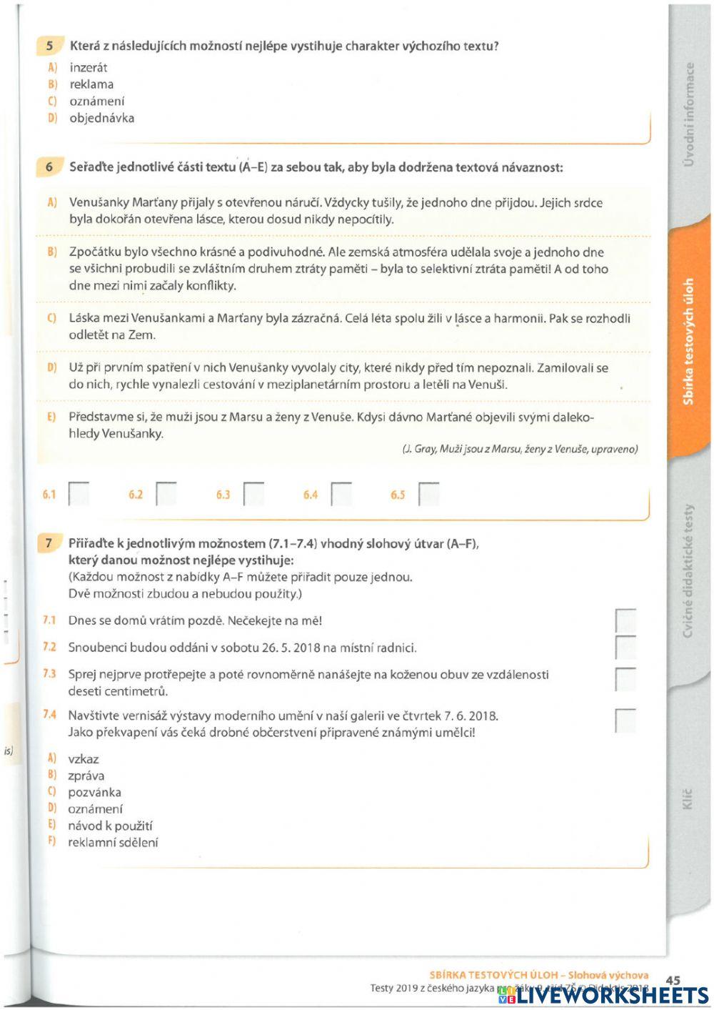 Slohová výchova - test