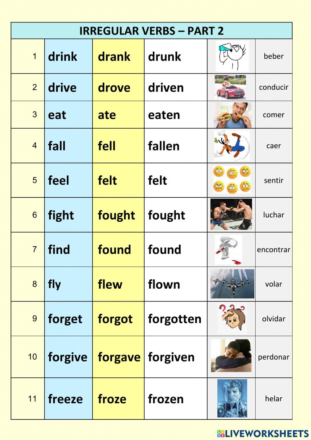 Irregular verbs - Part 2