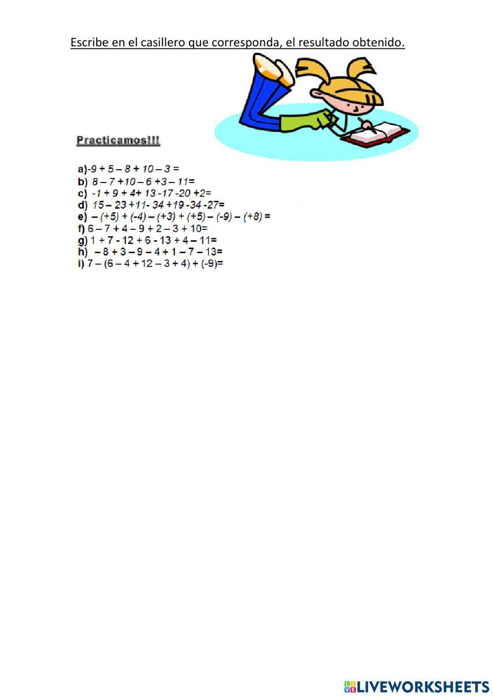 Sumas algebraicas en Z