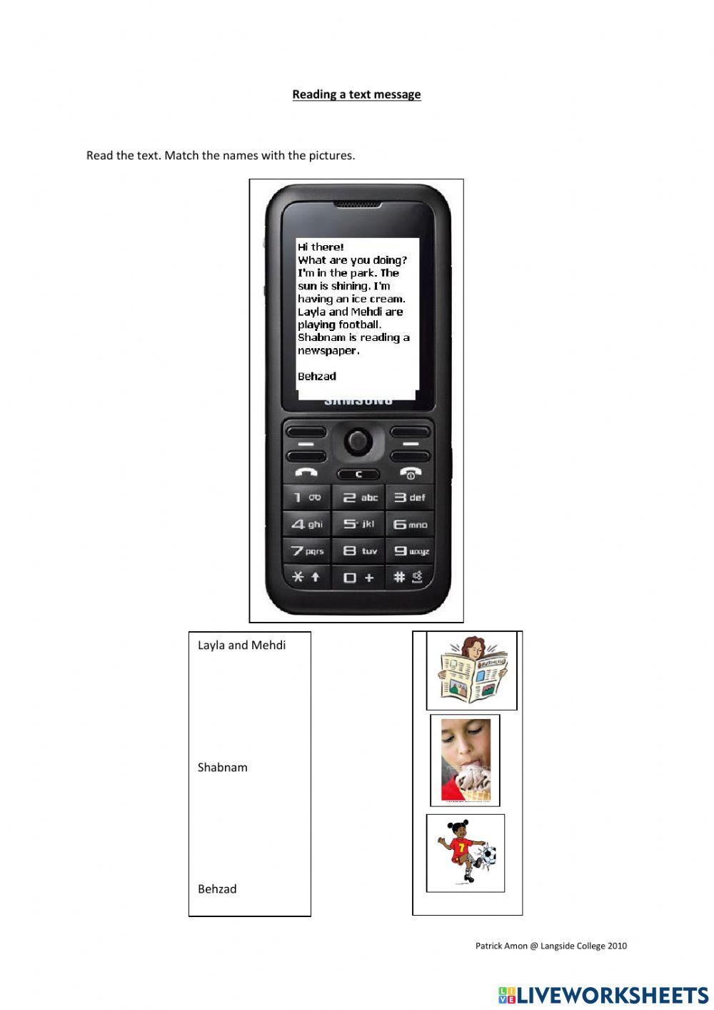 Reading a text message and writing a  text message