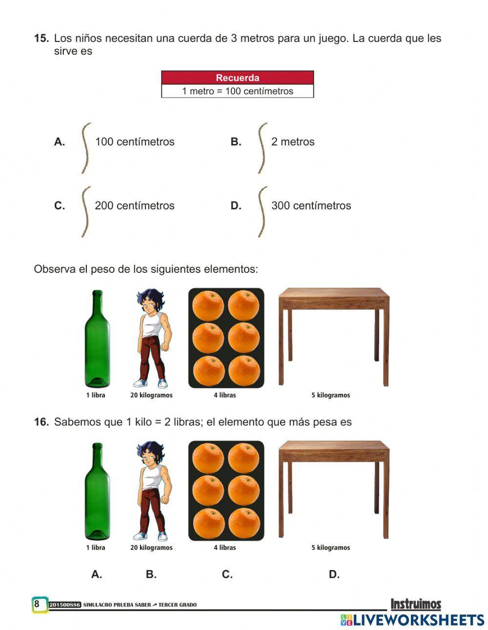 Prueba saber matemáticas
