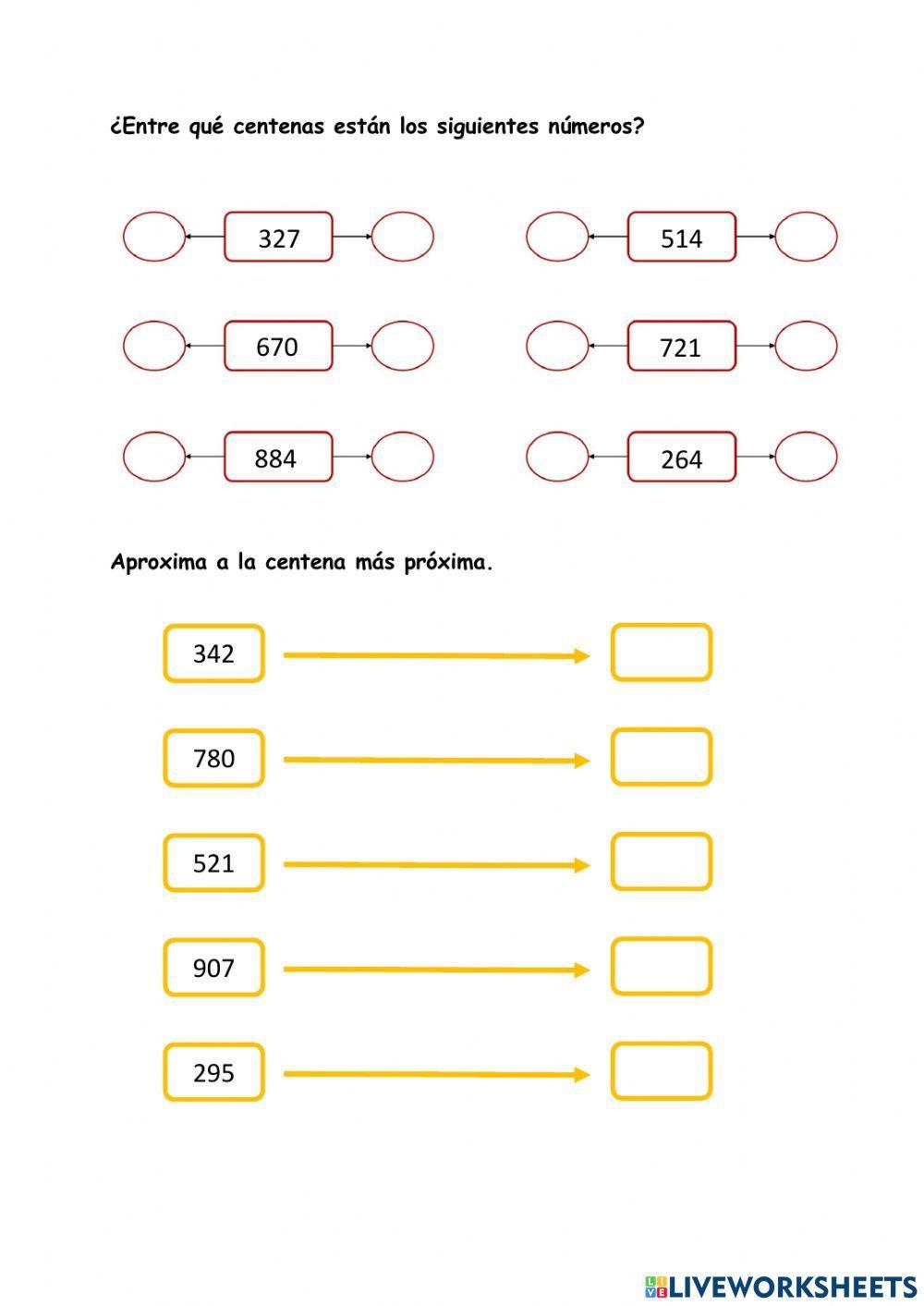 Recta numérica y aproximación a la centena