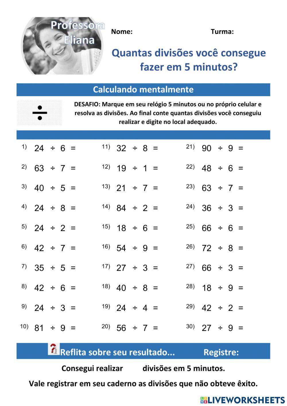 Matemática - treinando os fatos