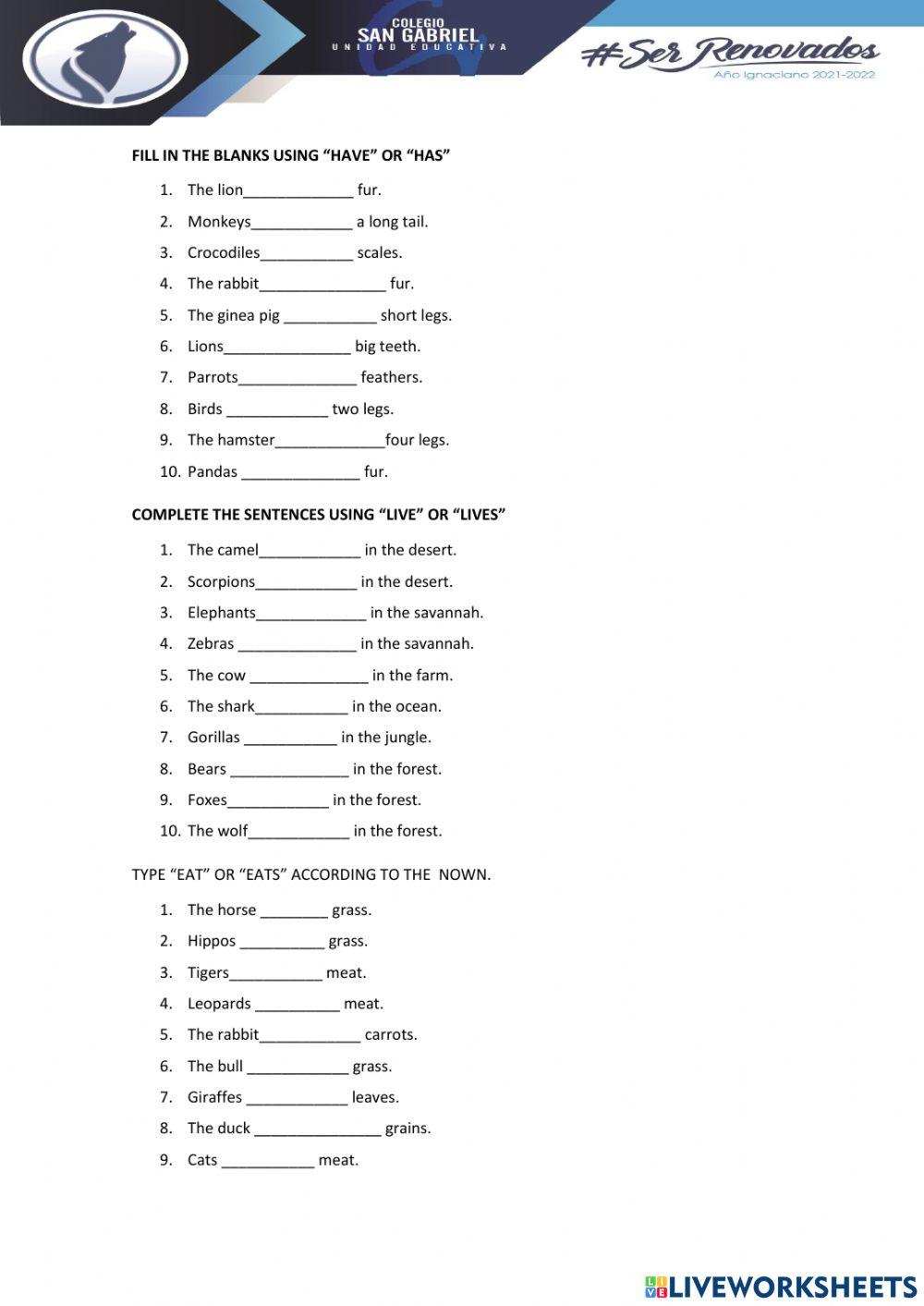 Review animals | Live Worksheets