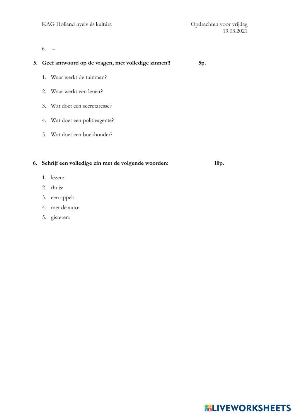 Perfectum, beroepen, eten en drinken