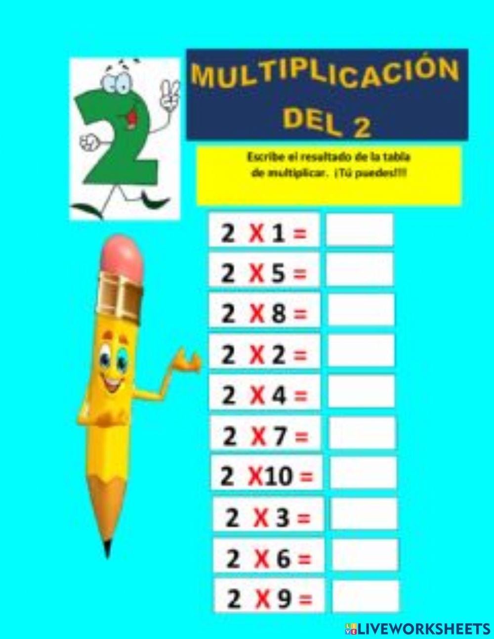Tabla de multiplicar del 2