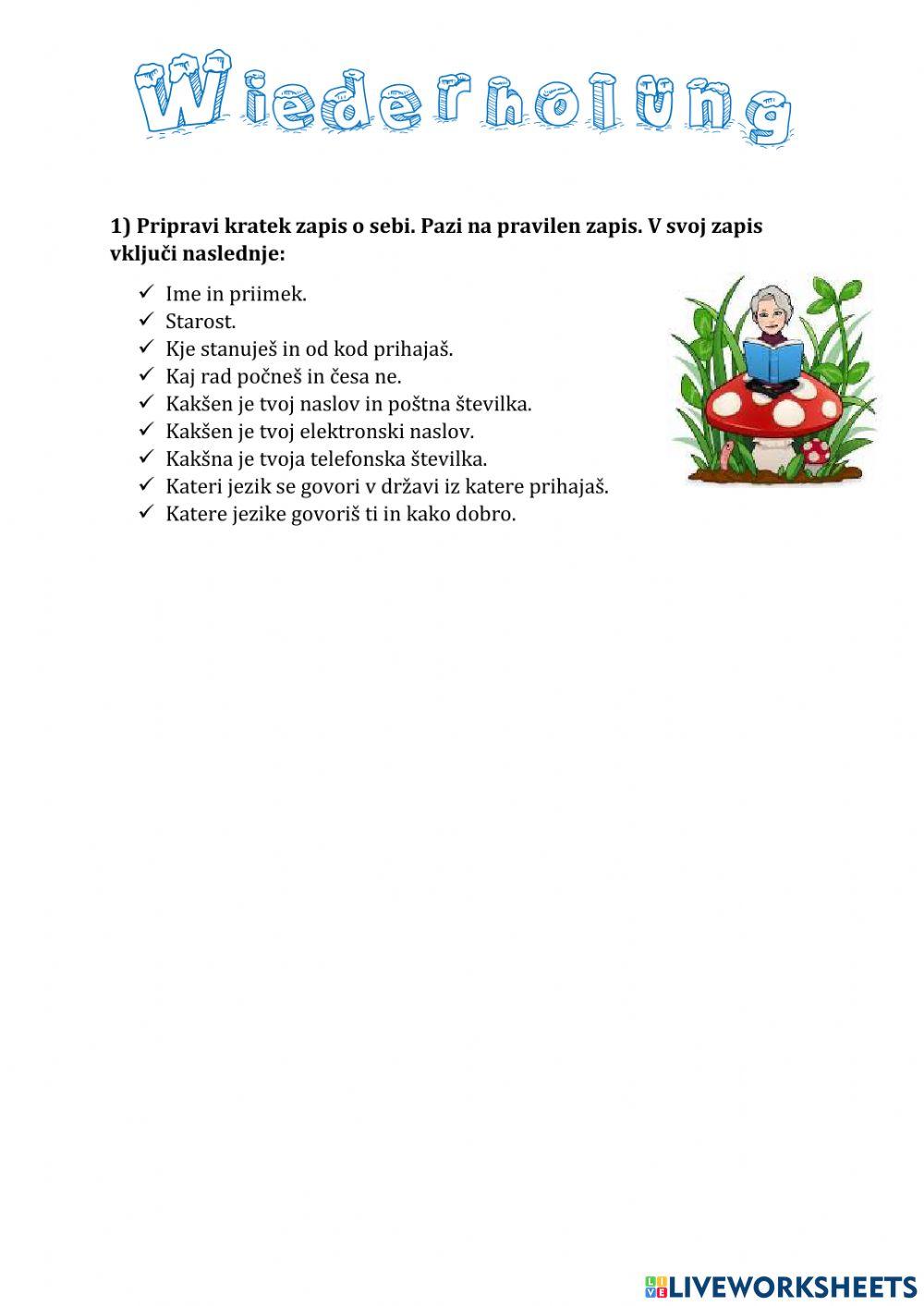 Wiederholung - SCHREIBEN