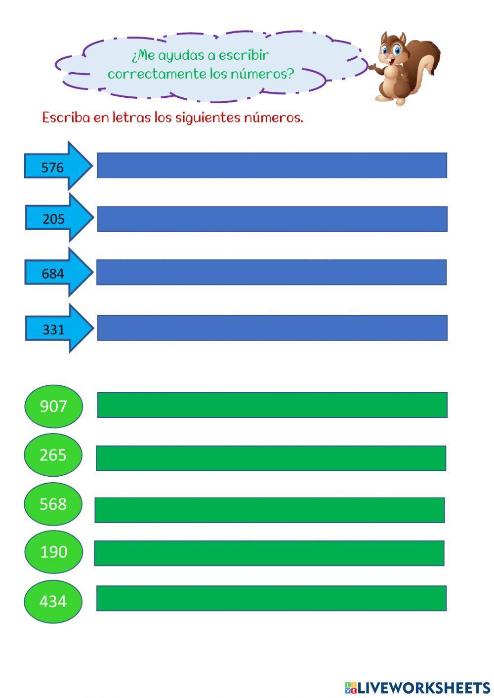 Lectura y escritura de números