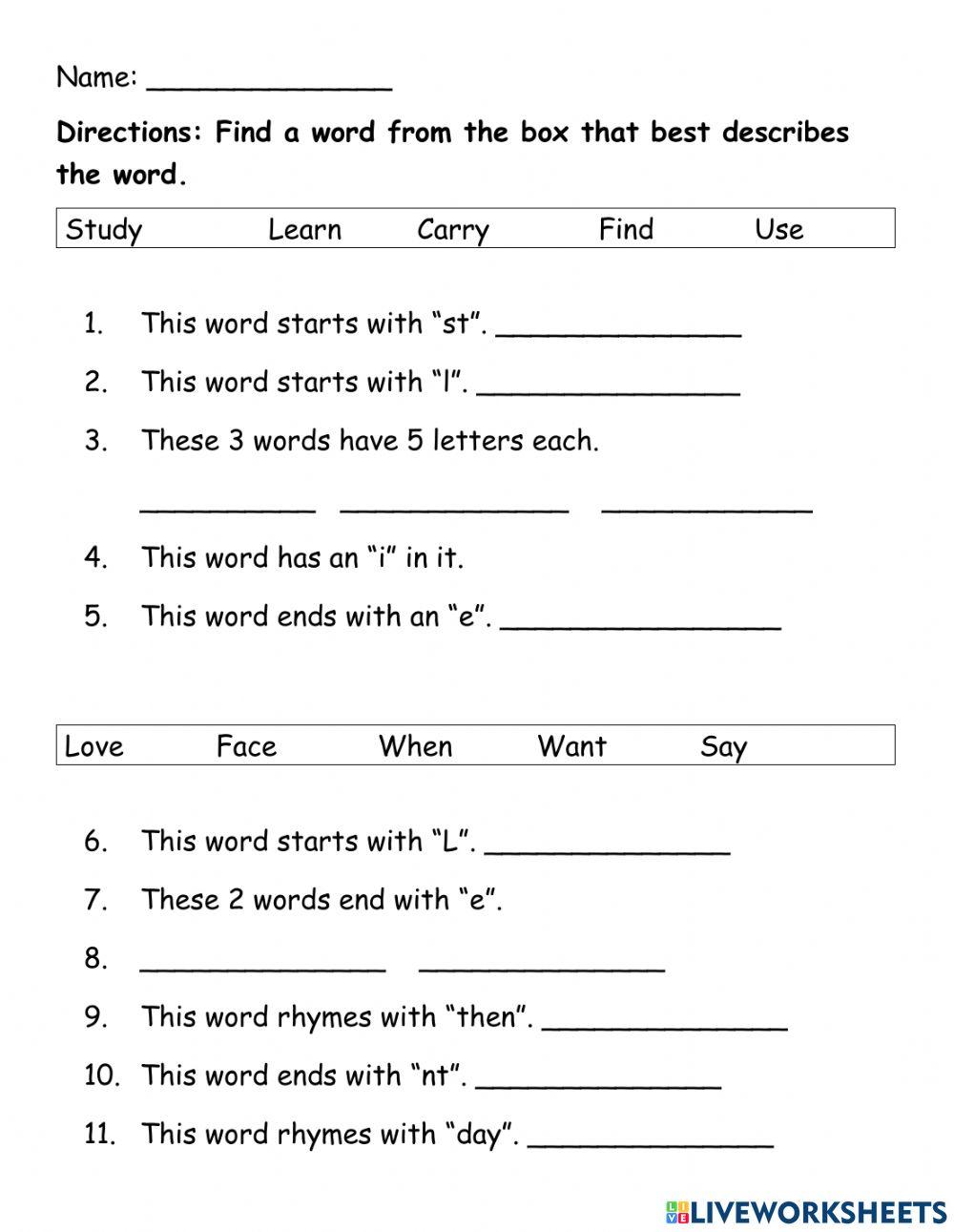 High Frequency Words Want When Use Worksheet Live Worksheets high-frequency-words-want-when-use-worksheet-live-worksheets