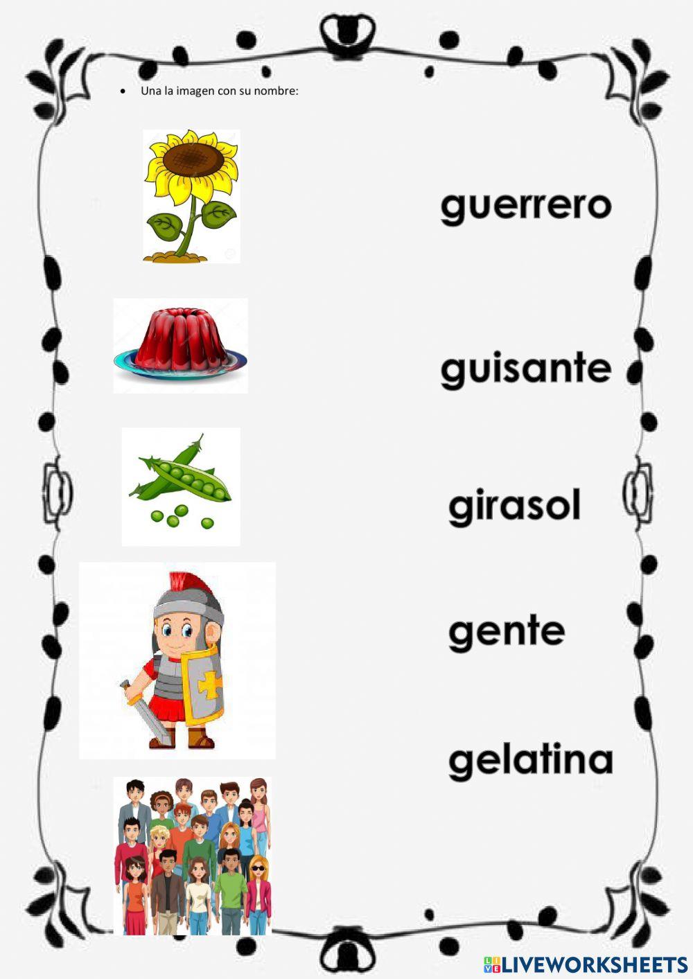 Refuerzo de la letra g