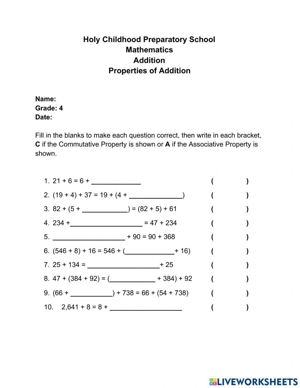 Properties of Addition