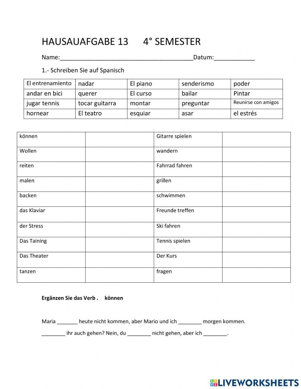 Hausaufgabe 13  4°klasse