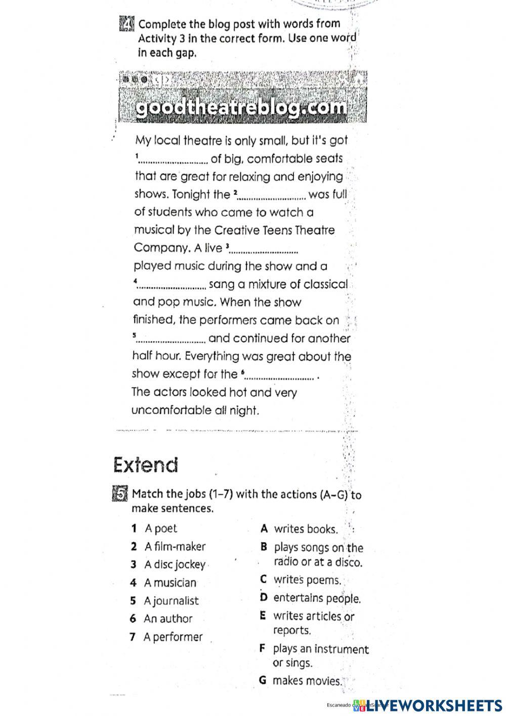 Vocabulary Entertainment B1