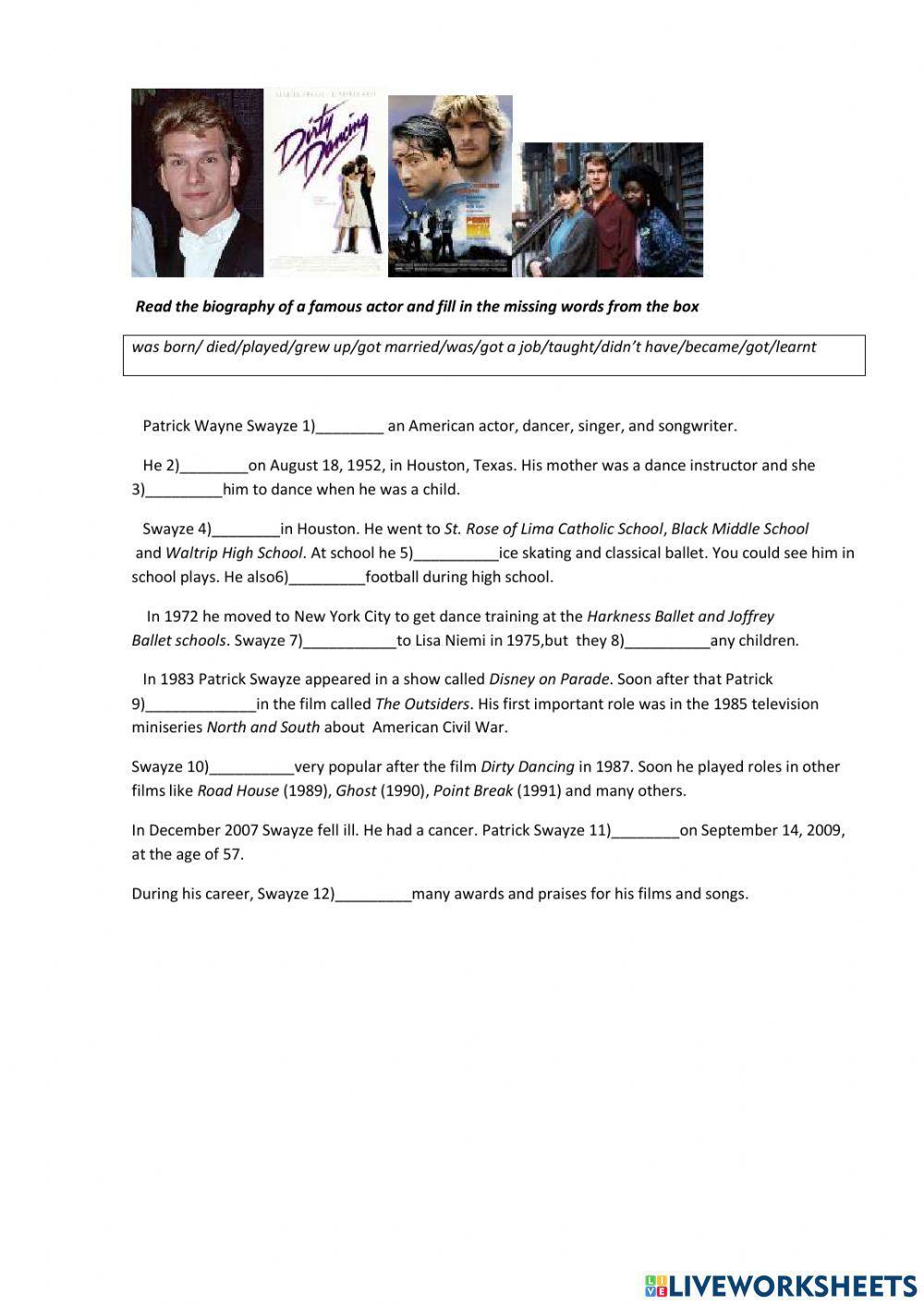 The biography of a famous actor