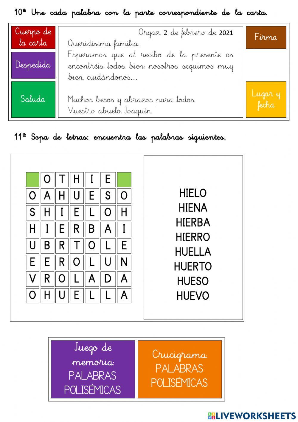 Comprensión lectora 3º EP 14- pronombres, polisémicas hue- hie