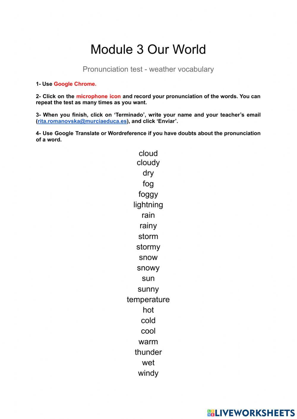 Weather words - pronunciation