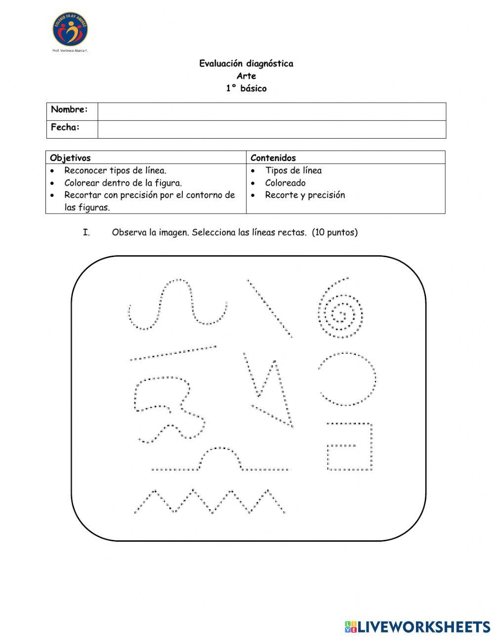 Evaluación diagnóstica Arte Primero básico