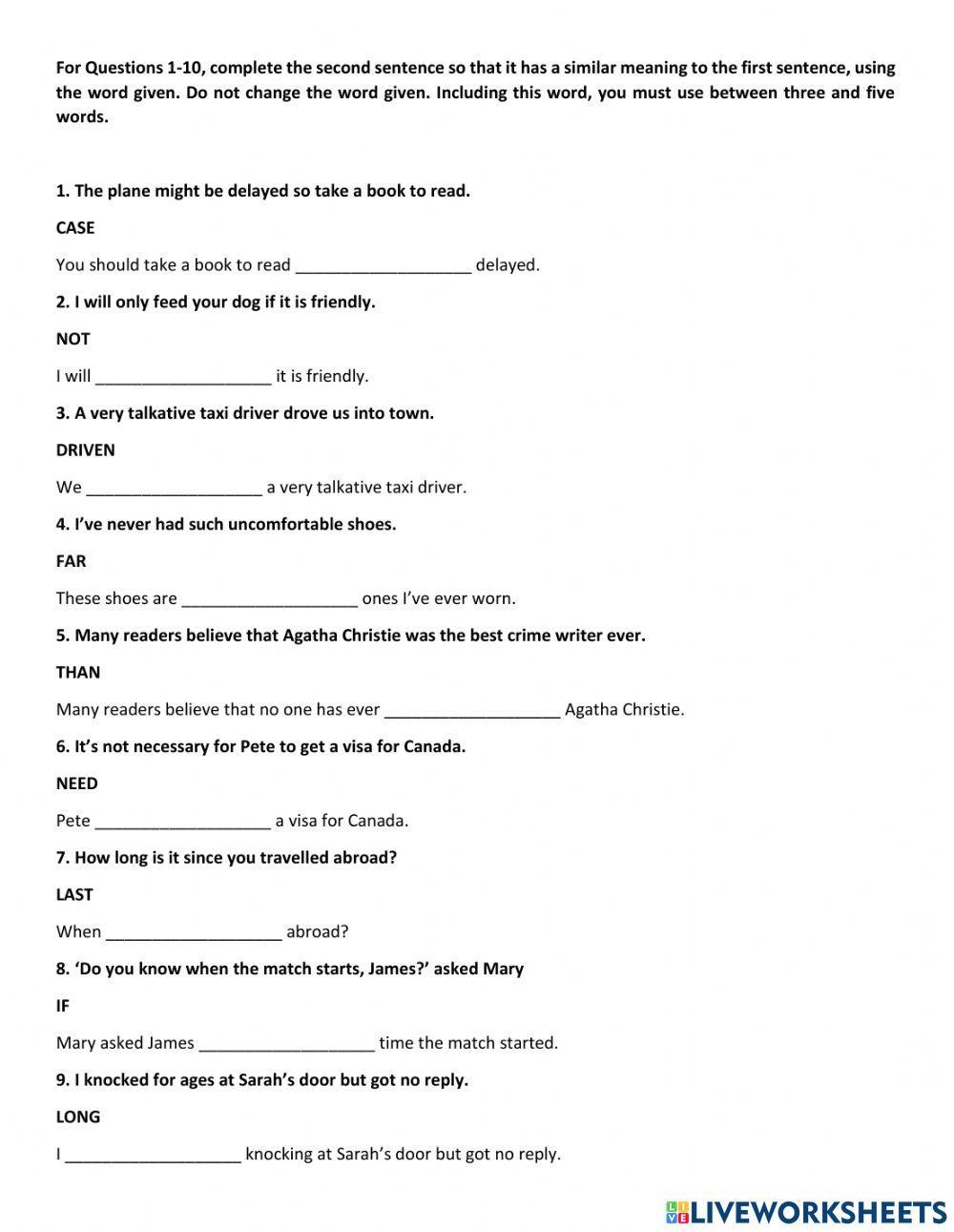 Sentence transformation