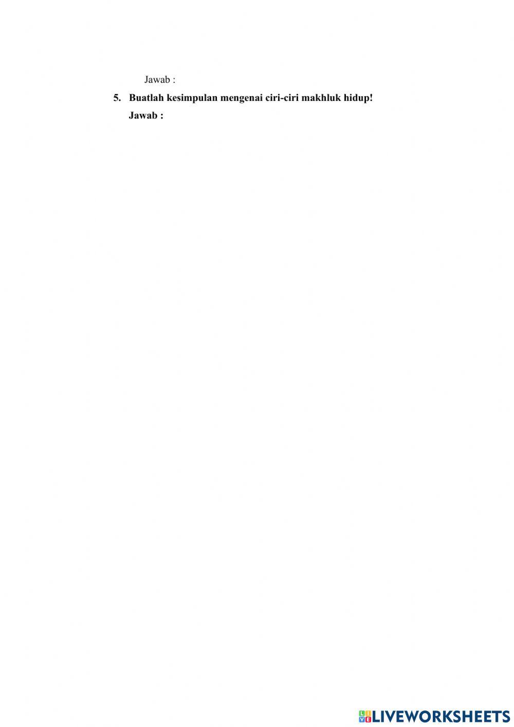 Lkpd bahasa ciri makhluk hidup