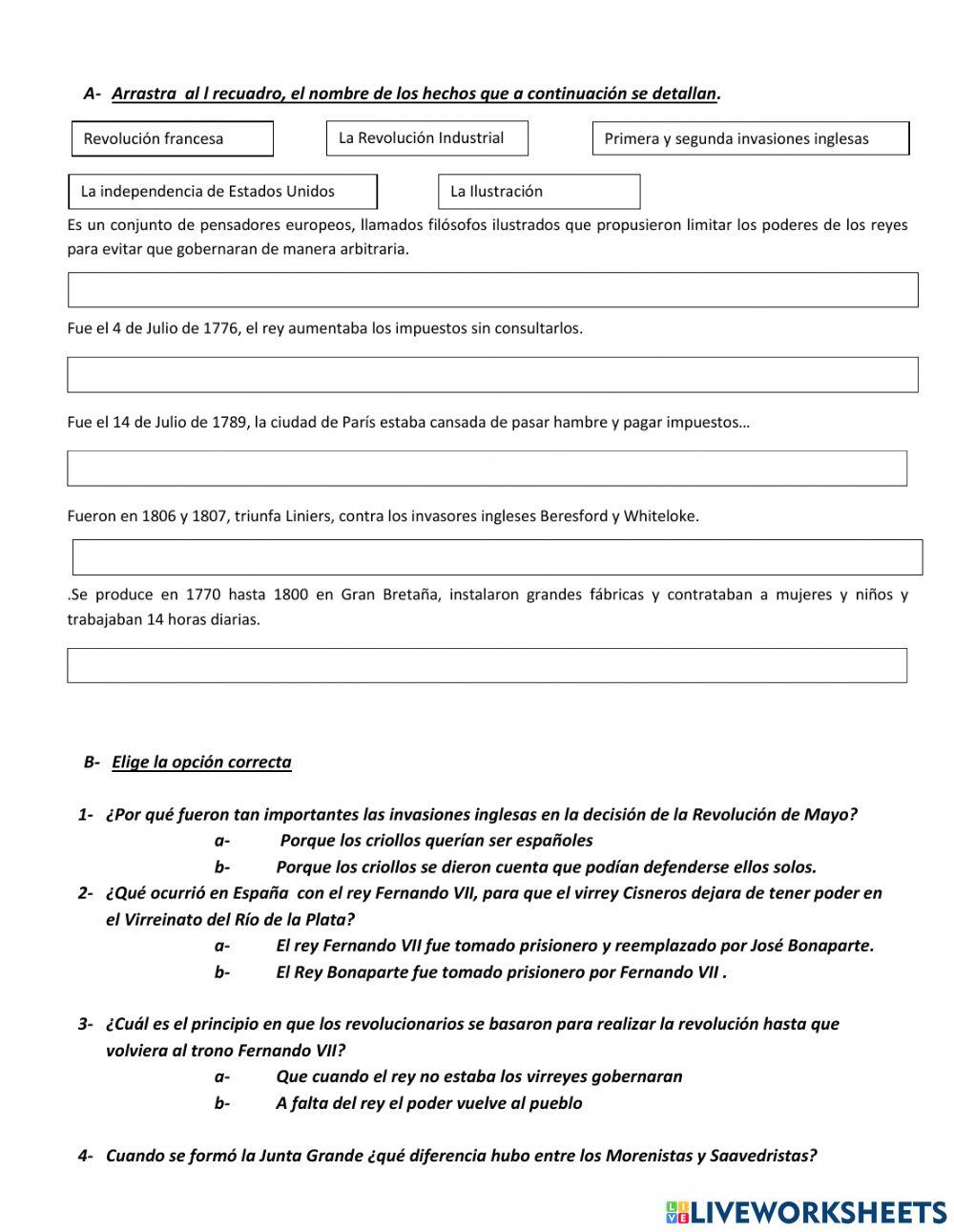 Causas de la Revolución de Mayo - Primeros acontecimientos históricos