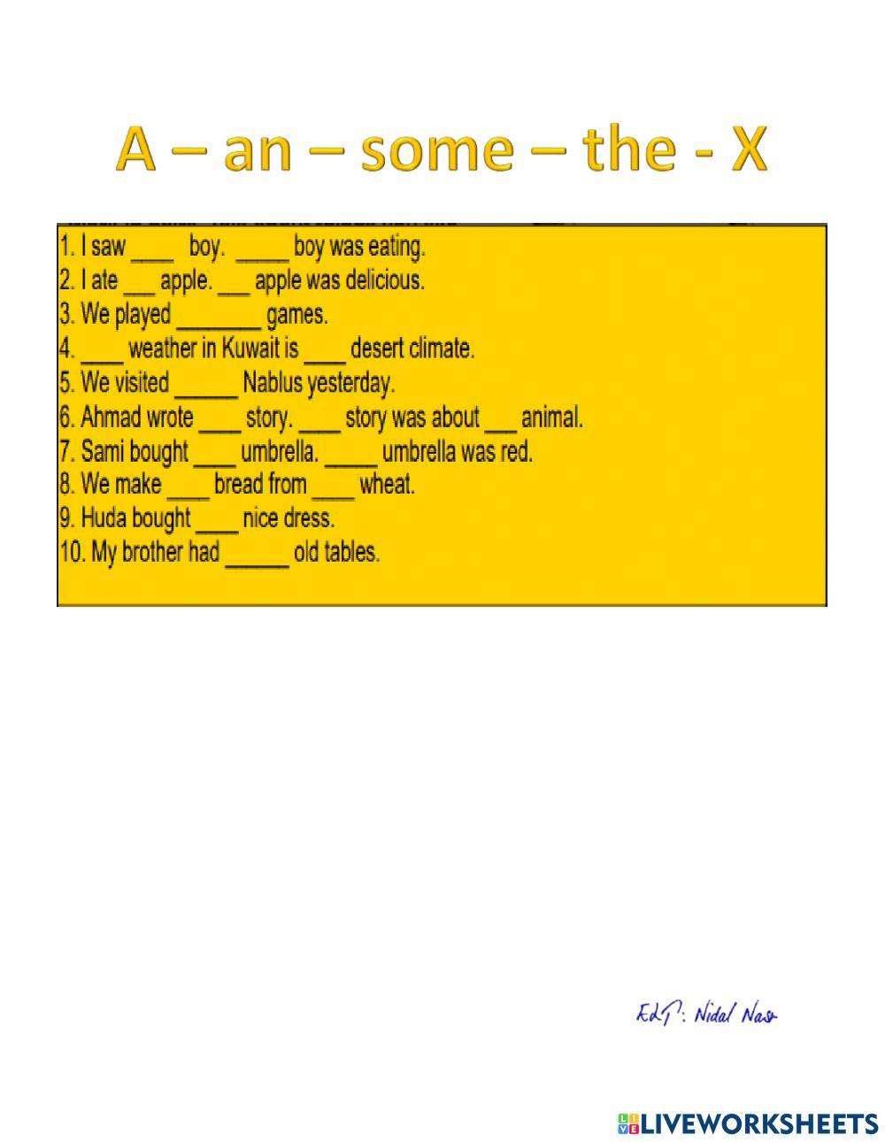 A - An - Some - The - X