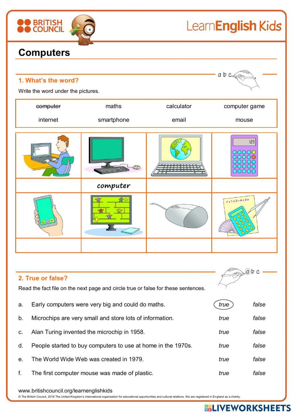 reading comprehension computers online exercise for | Live Worksheets