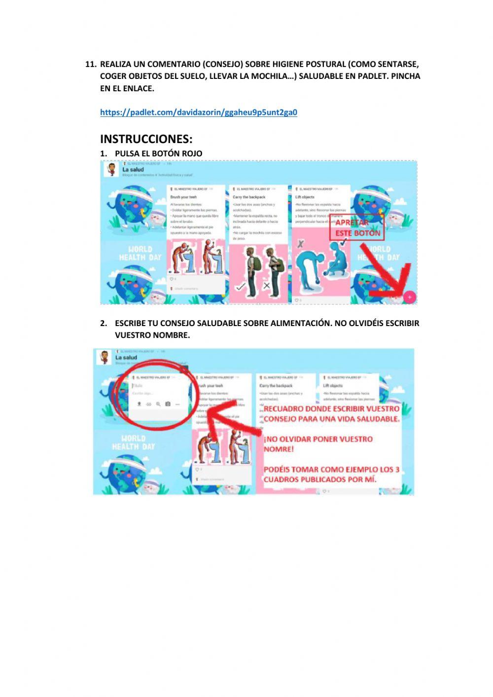 La salud a través de la EF (alimentación, higiene postural, higiene personal, etc).