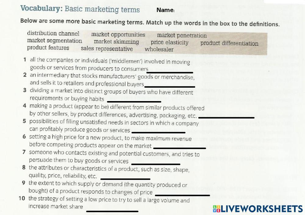 Marketing Terminology
