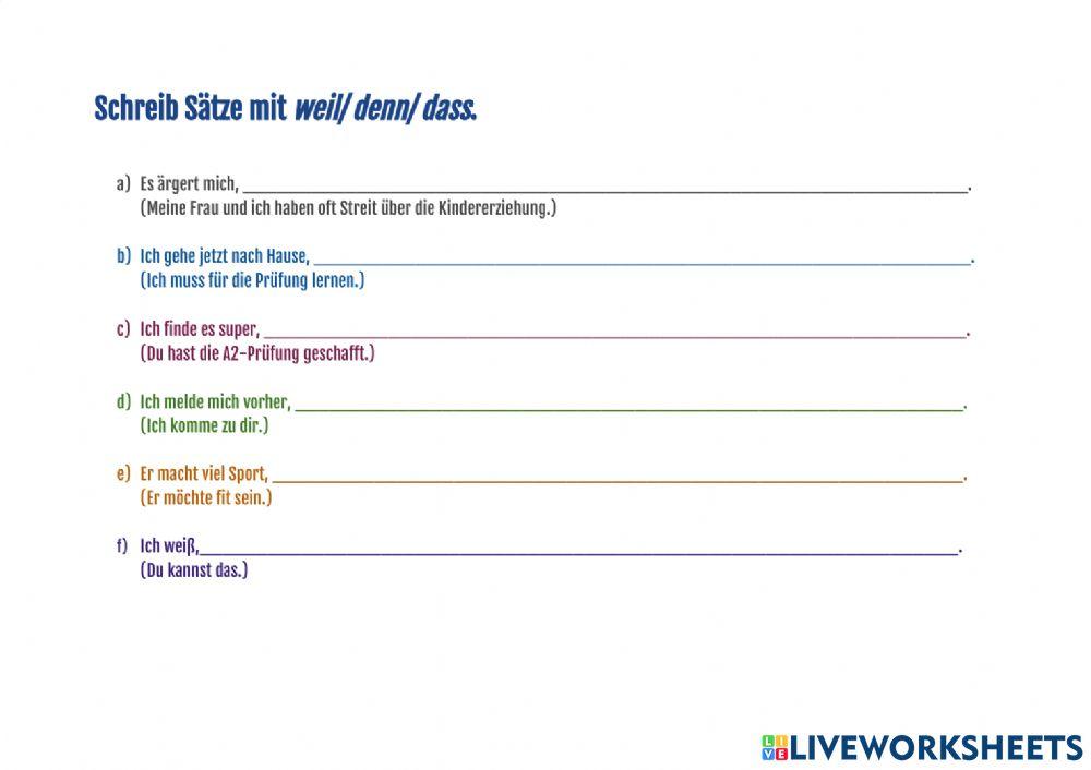 Konjunktionen wenn, dass und weil