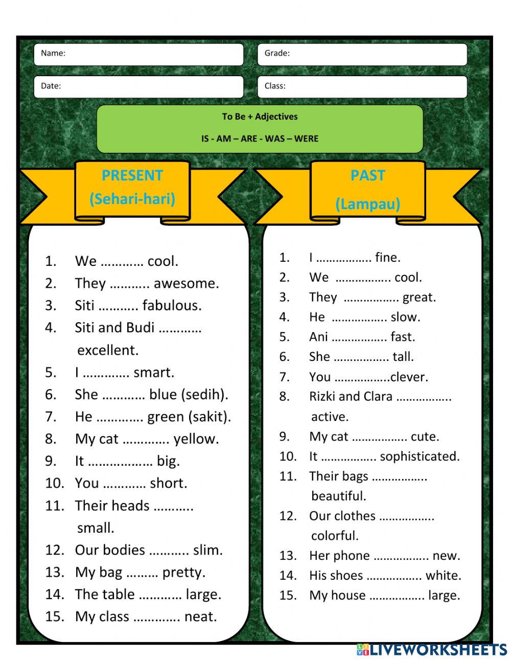 To be and Adjectives